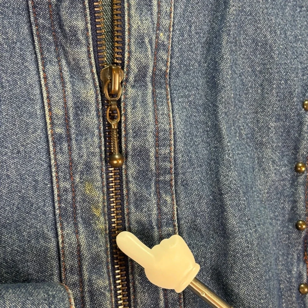 Vtg Nancy Bolen City Girl Womens Denim Western Jacket Blue Corduroy Trim Size 10